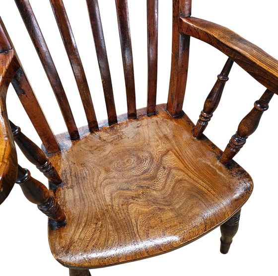 19th Century Elm country high slat back chair with a fabulous colour and patina – Adjustable recliner chair (photo 2 of 7)