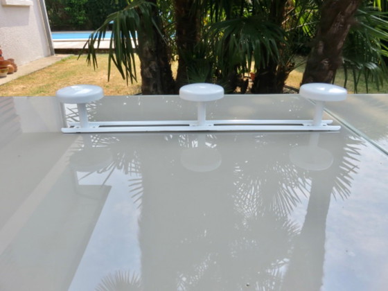 Image 1 of White Lacquered Metal Coat Rack with 3 Coat Hooks, 80s', wall-mounted