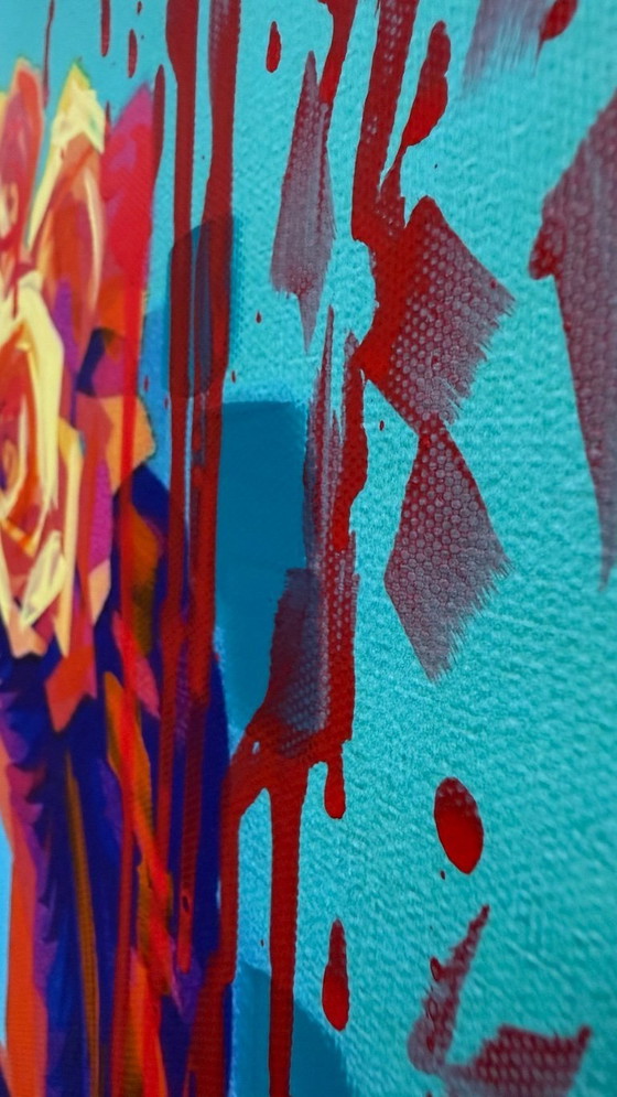 Image 1 of Azzurra Lo Bello - Frida Kahlo - Iconisch pop-geometrisch portret - Hedendaagse pop-art - Gemengde technieken op canvas