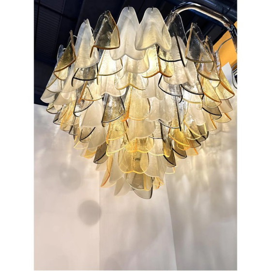 Image 1 of Venetian Amber and Fumè Multicolor “Rondini” Murano Glass Chandelier
