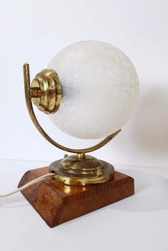 Image 1 of Vintage set of 2 bedside lamps, Vintage Table Lamps, Globe Table Lamps, Retro Glass Sconce Lamps, Night Lights, Nightstand Lamps