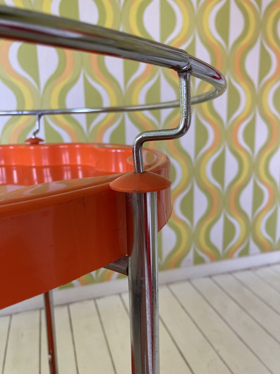 Image 1 of Vintage jaren 70 kunststof theewagen, trolley, bijzettafel 