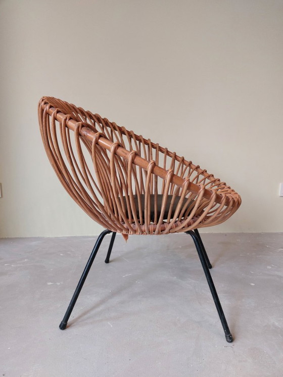 Image 1 of Rattanstuhl aus der Mitte des Jahrhunderts im Stil von Rohé und Franco Albini