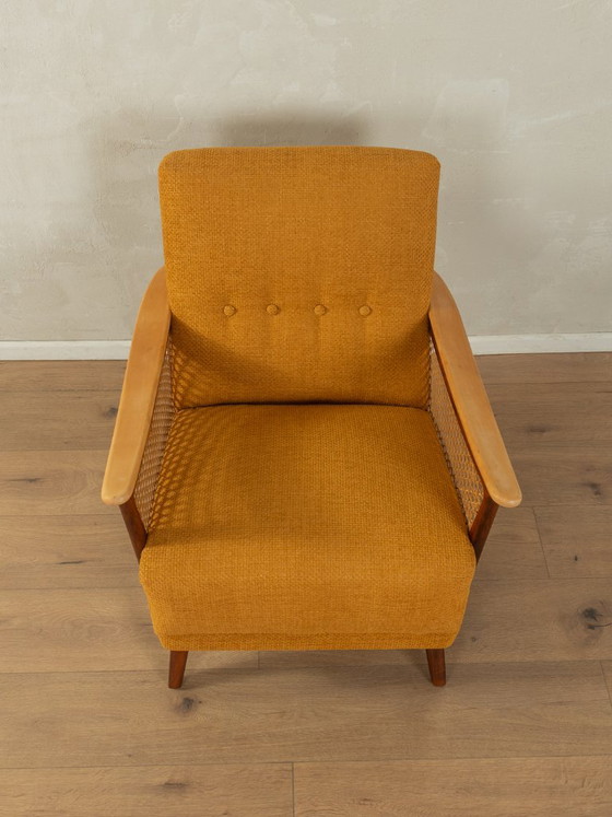 Fauteuil des années 1950 – Rattan, Textile (photo 8 of 8)