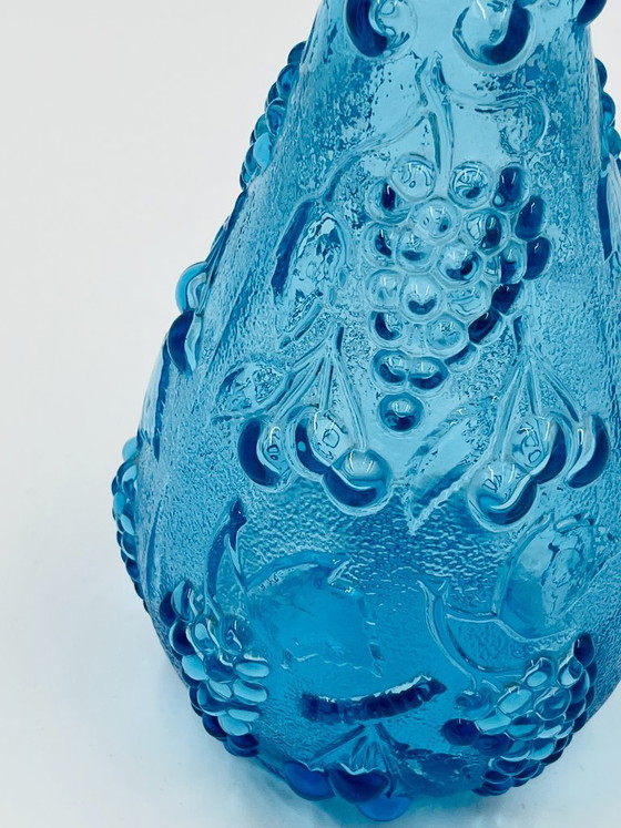 Large vintage blue glass bottle from Empoli – Glass & Decanter (photo 5 of 12)
