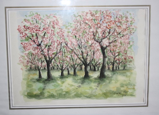 Aquarel "Landschap" - beperkte oplage 4/96 - op papier