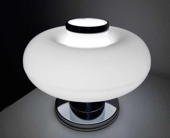 Image 1 of Lampada da tavolo vintage • Acciaio e vetro • Murano • Era spaziale • 1970