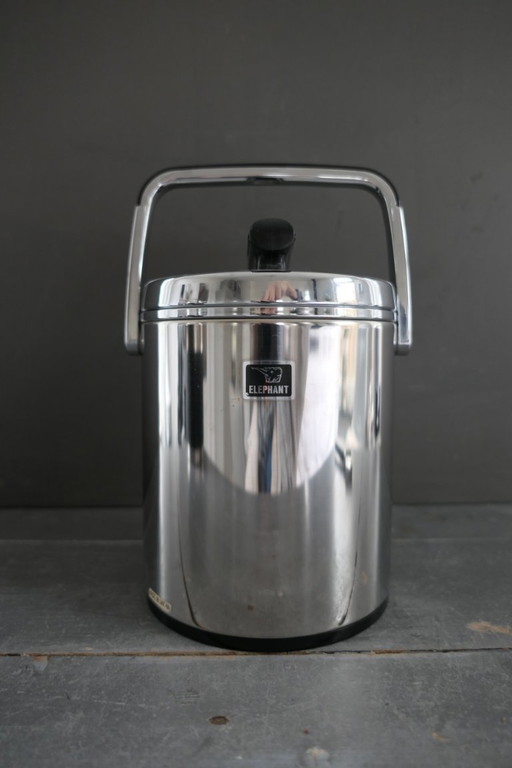 Vintage Elephant ijsemmer met originele ijstang RVS