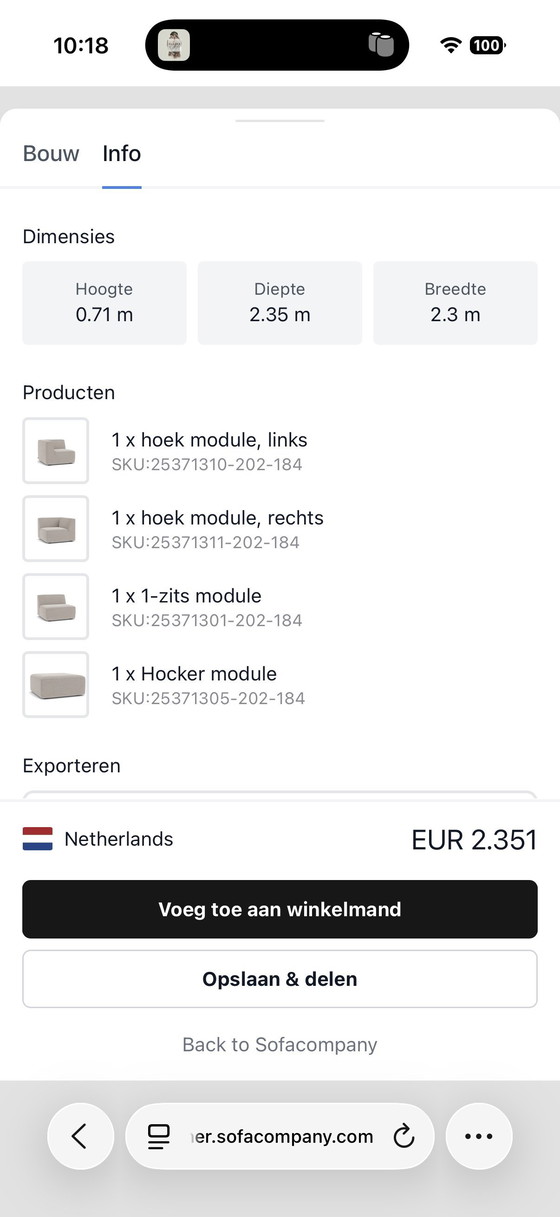 Image 1 of Modular Design Sofa SOFACOMPANY (new price €2351)