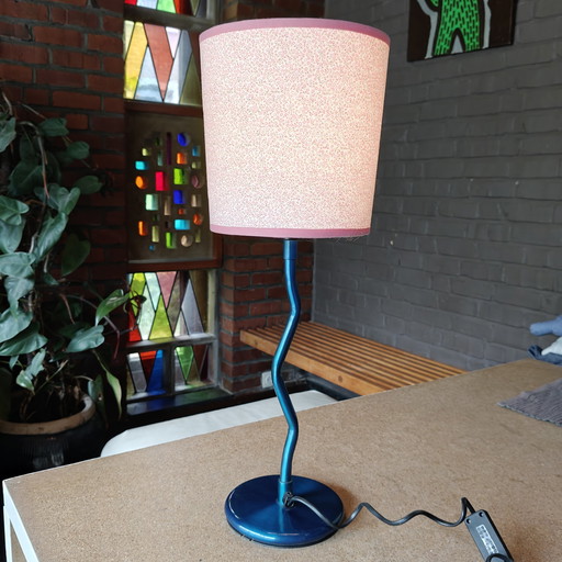 Lámpara de mesa de estilo Memphis posmoderno con pantalla floral