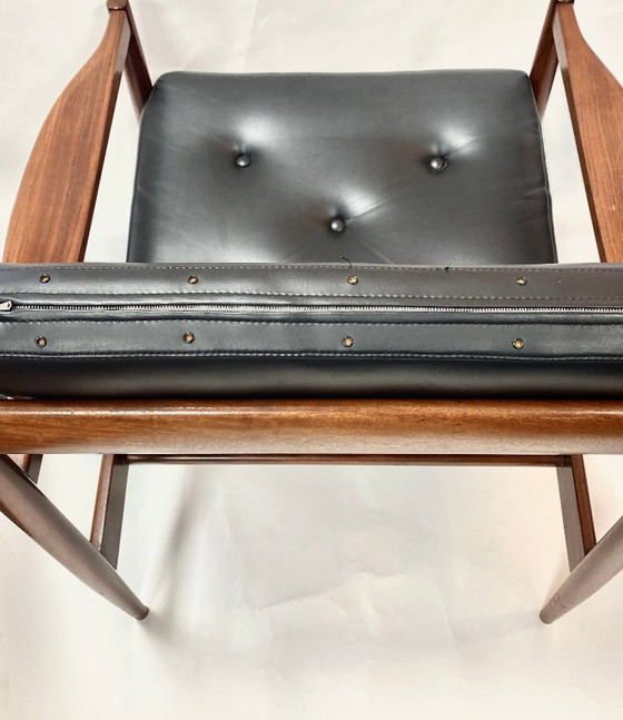 Image 1 of Original 1950s armchair from Denmark – teak wood & black Skai leather * Mid-Century * Vintage