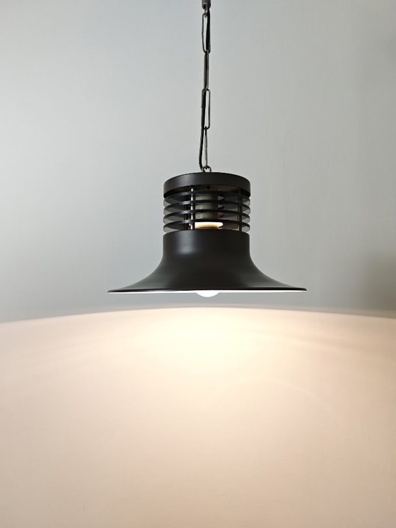 Image 1 of Vintage Industrial Pendant Light / Mid Century Modern Hanging Lamp / Scandinavian style / Metal Bell Shade / Retro Factory Ceili