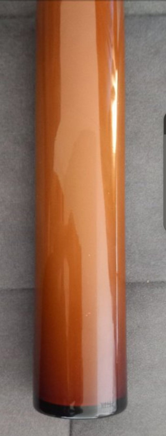 Image 1 of Exceptional tubular opaline uranium vase in the Mid-Century style (circa 1960), Italian tradition of Empoli
