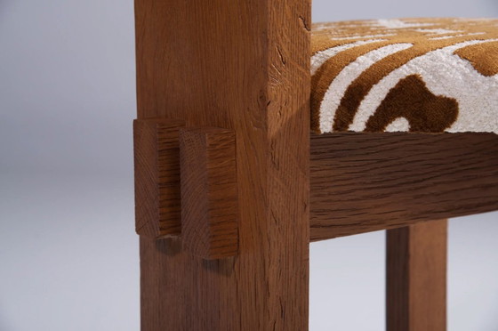 Image 1 of Set of 8 Brutalist Oak Dining Chairs