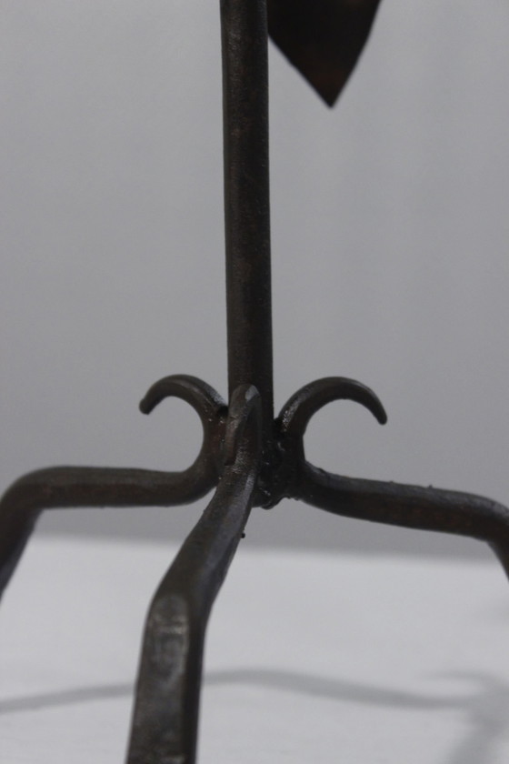 Image 1 of Paire de Bougeoirs Fer Forgé Vintage Design Brutaliste Mi XXème