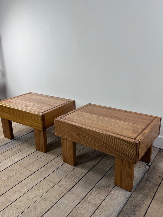 Image 1 of Comodini / tavolini (coppia) Maison REGAIN in olmo massello anni '80