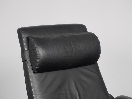 Fauteuil Sinus Lounge d'Ingmar Relling pour Westnofa, Norvège, années 1970 – Wood, Leather, Vintage (photo 7 of 9)