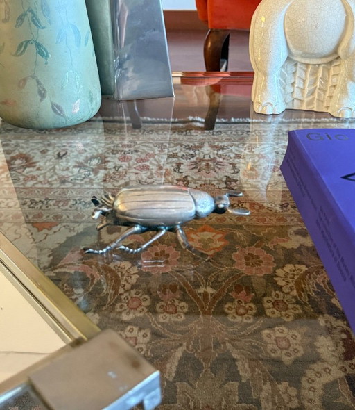 Cendrier/boîte en argent en forme d'insecte, France années 1950