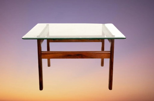 Mesa de centro danesa de mediados de siglo de Arne Wahl Iversen para Vinde Møbelfabrik - Vidrio y palisandro