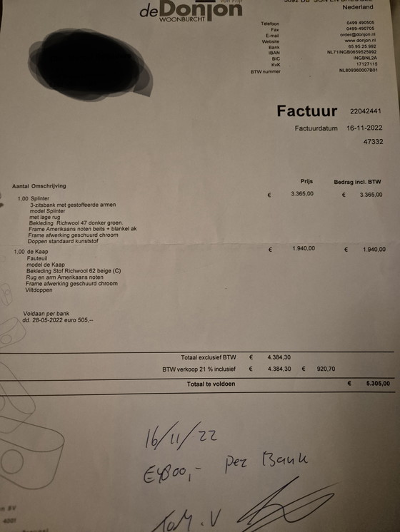 Image 1 of Harvink Splinter 3-zitsbank- Retro design