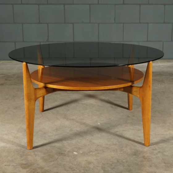 Vintage Walnut Coffee Table – Wilhelm Renz – 1960s – Glass, Wood (photo 6 of 15)