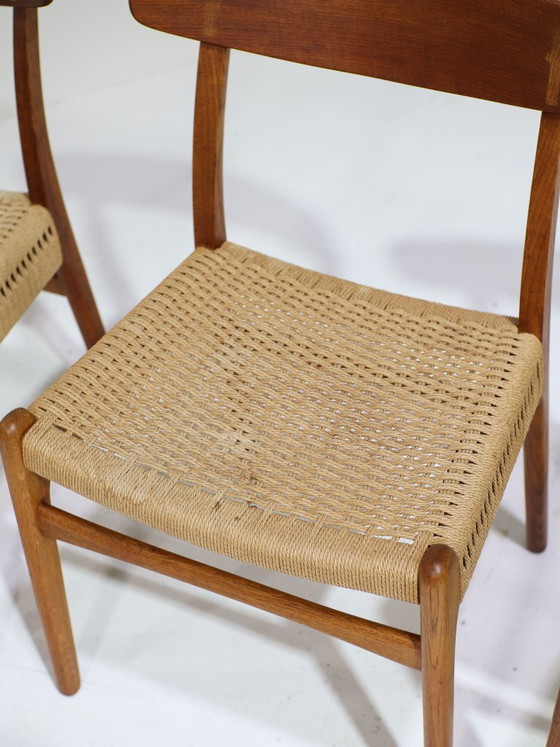 Image 1 of 4x Eetkamerstoelen Hans Wegner CH23 Carl Hansen teak eiken 1950s