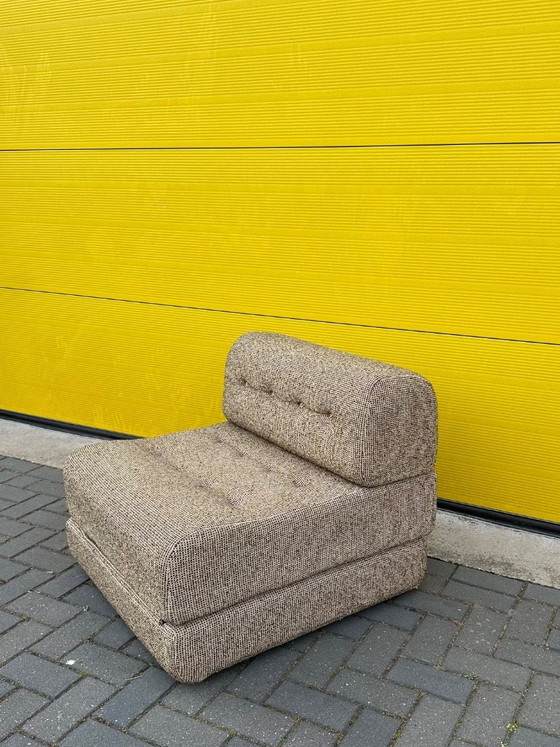 Image 1 of Vintage modular sofa / sofa bed - beige-brown woven fabric