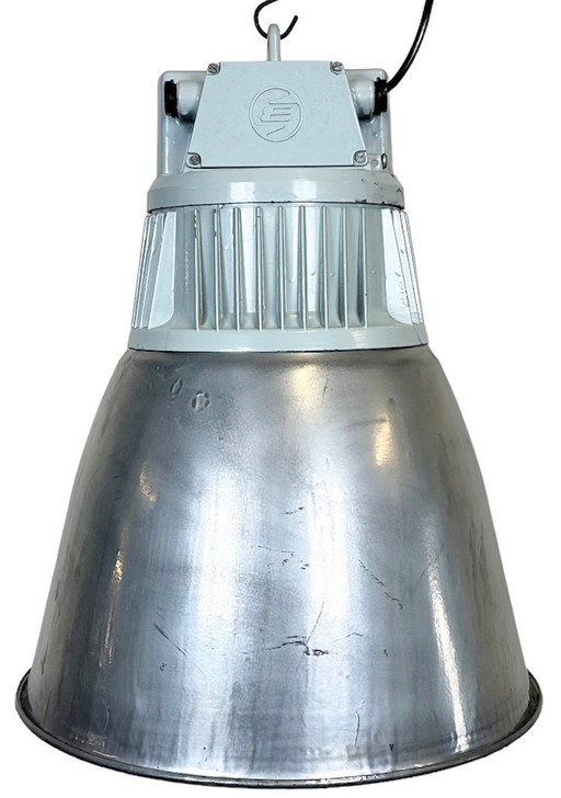 Lámpara colgante industrial vintage plateada de Elektrosvit, años 60