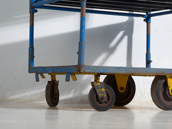 Industrial blue metal cart – Factory trolley Europe – circa 1950 #1 – Bar carts, Iron, Industrieel (photo 11 of 35)