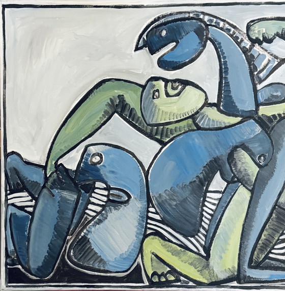 Image 1 of Gundi Falk (1966) Cubist Embrace - Large painting on canvas