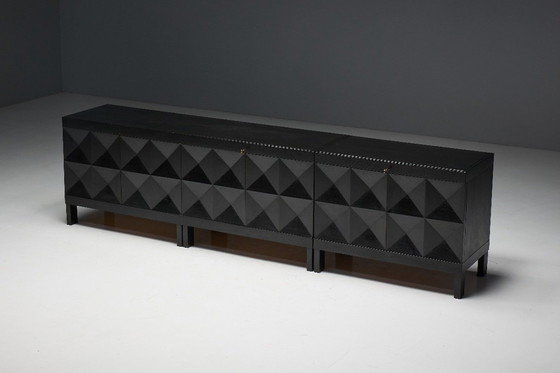 Image 1 of Brutalistisch De Coene-dressoir in gebeitst eikenhout, België, jaren 70