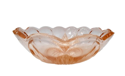Glass fruit bowl, rose, vintage 60s