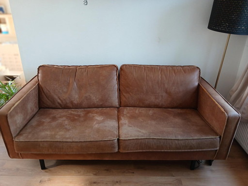 Rodeo Cognac Canapé 2,5 places en éco-cuir BePureHome