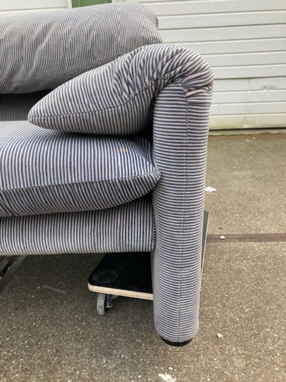 Image 1 of Divano Cassina Maralunga 3 posti, velluto bicolore nero/grigio