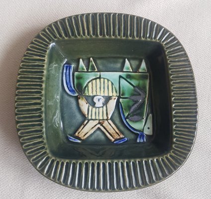 Ciotola in ceramica e pochette con Harlekin di Lisa Larsson per Gustavsberg, anni '60