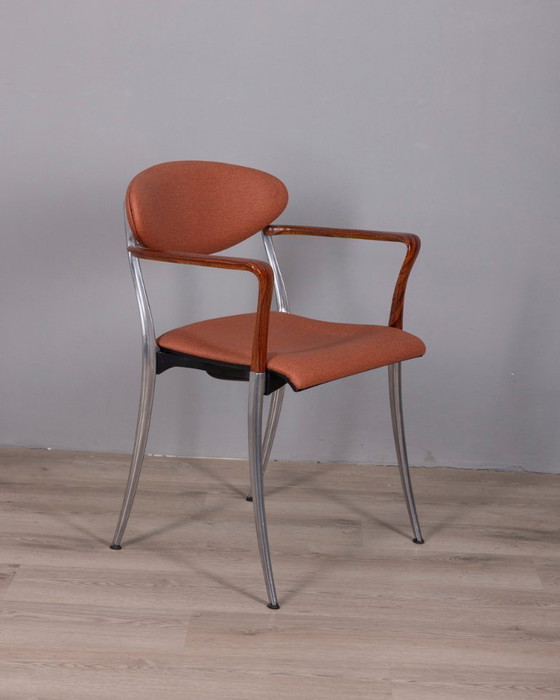 Image 1 of Set di 5 sedie vintage Coro degli anni '80 con braccioli, disegnate da Origlia per Origlia Italia.