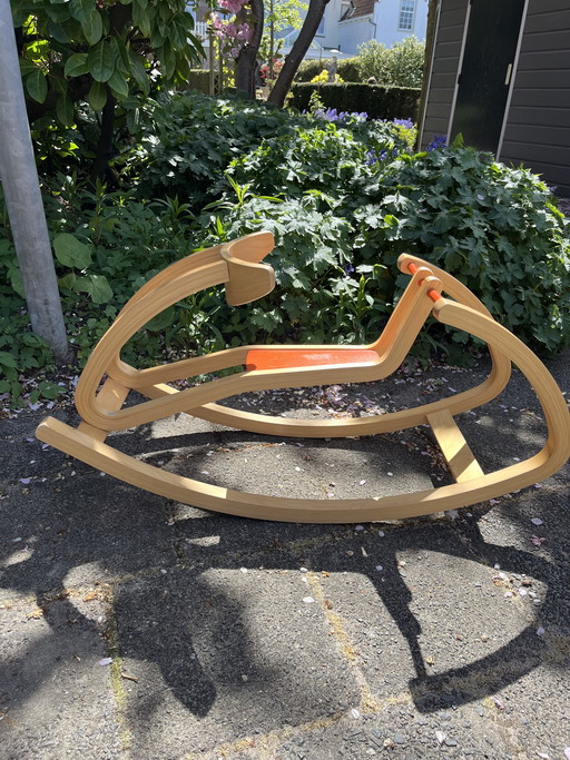 Cheval à bascule pour enfants style années 50 - Modèle en bois