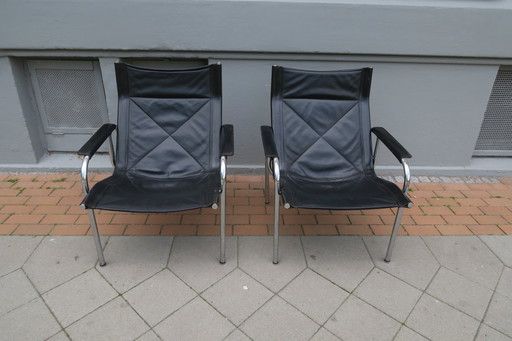 2 poltrone in pelle di Hans Eichenberger per Strässle anni '80