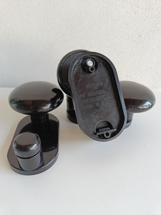 Set of 3 C. Bartoli Wall Hooks for Con&Con, Model 302/303, Made in Italy