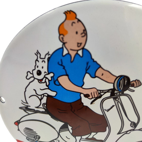 Image 1 of Plaque émaillée Vespa Piaggio Tintin