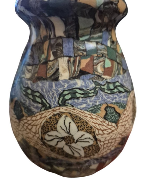 Keramische Vaas met Meerkleurige Abstracte Patronen, jean germino, Vazen, Keramiek, Blauw (foto 8 van 14)