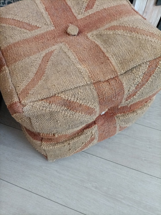 Image 1 of Stoere Vintage Poef hocker Britain Flag.