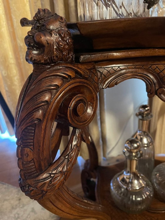 Image 1 of Mesa neorrenacentista con bandeja, italiana, siglo XIX, nogal macizo