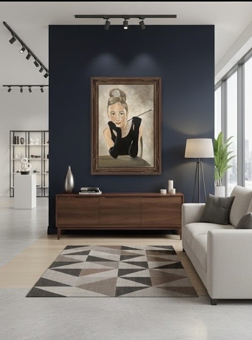 Stunning Audrey Hepburn "Breakfast at Tiffany's" Inspired Painting