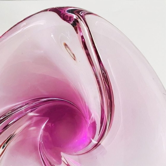 Image 1 of Antique Art Deco Fuchsia pink crystal bowl Val Saint Lambert 1930s