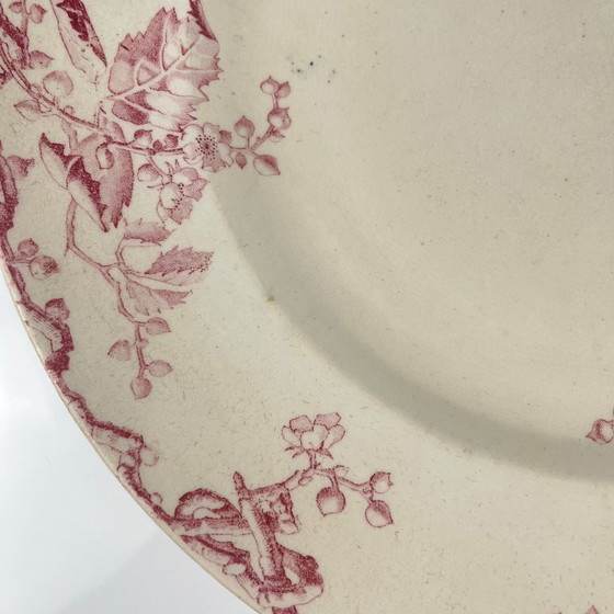 Image 1 of Piatto rotondo KG Lunéville "Fontainebleau", rosa, fine XIX secolo, in gres