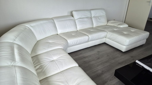 Sofá esquinero grande de lujo en piel 'Celanova' - Blanco Stardust – hoekbanken, Leather