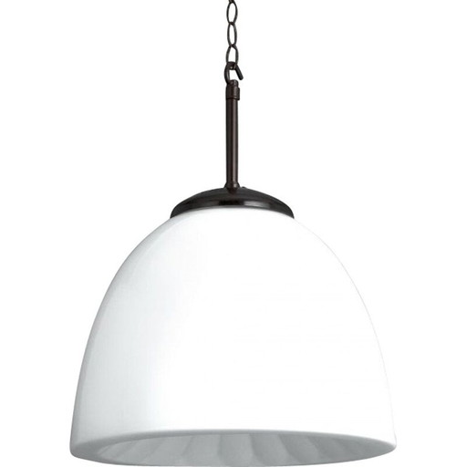 Lampada a sospensione vintage in vetro opalino, Cecoslovacchia