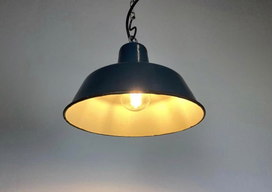 Image 1 of Industrial Blue Enamel Pendant Lamp, 1960s