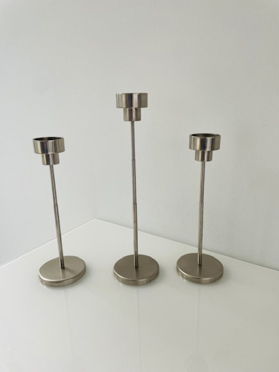 Image 1 of Set di 3 candelieri regolabili in acciaio inox